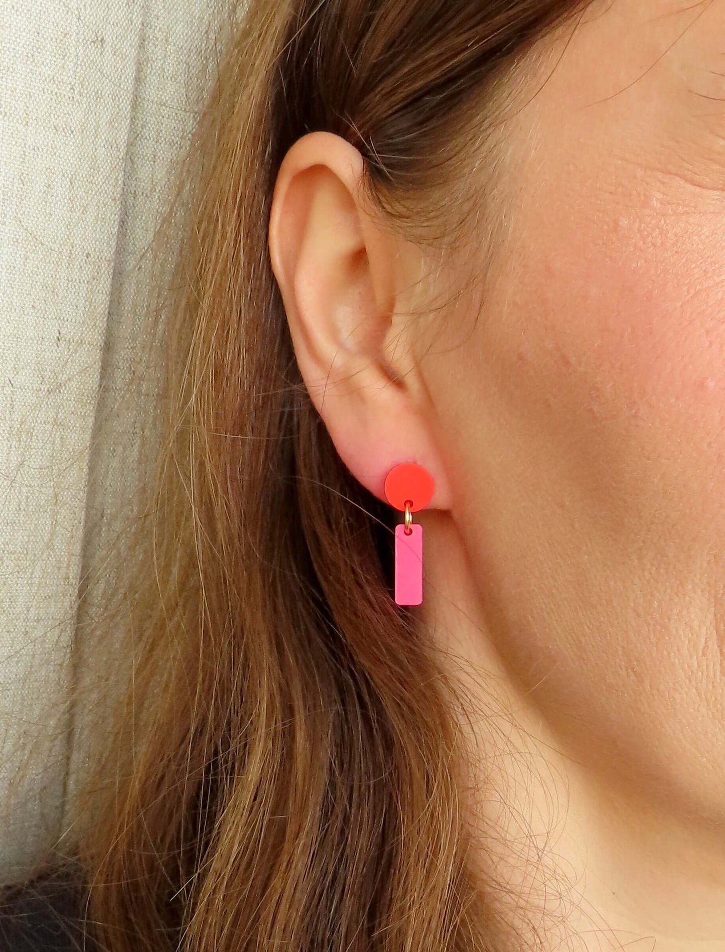 Mini Sticks Statement Ohrringe - feuerrot pink