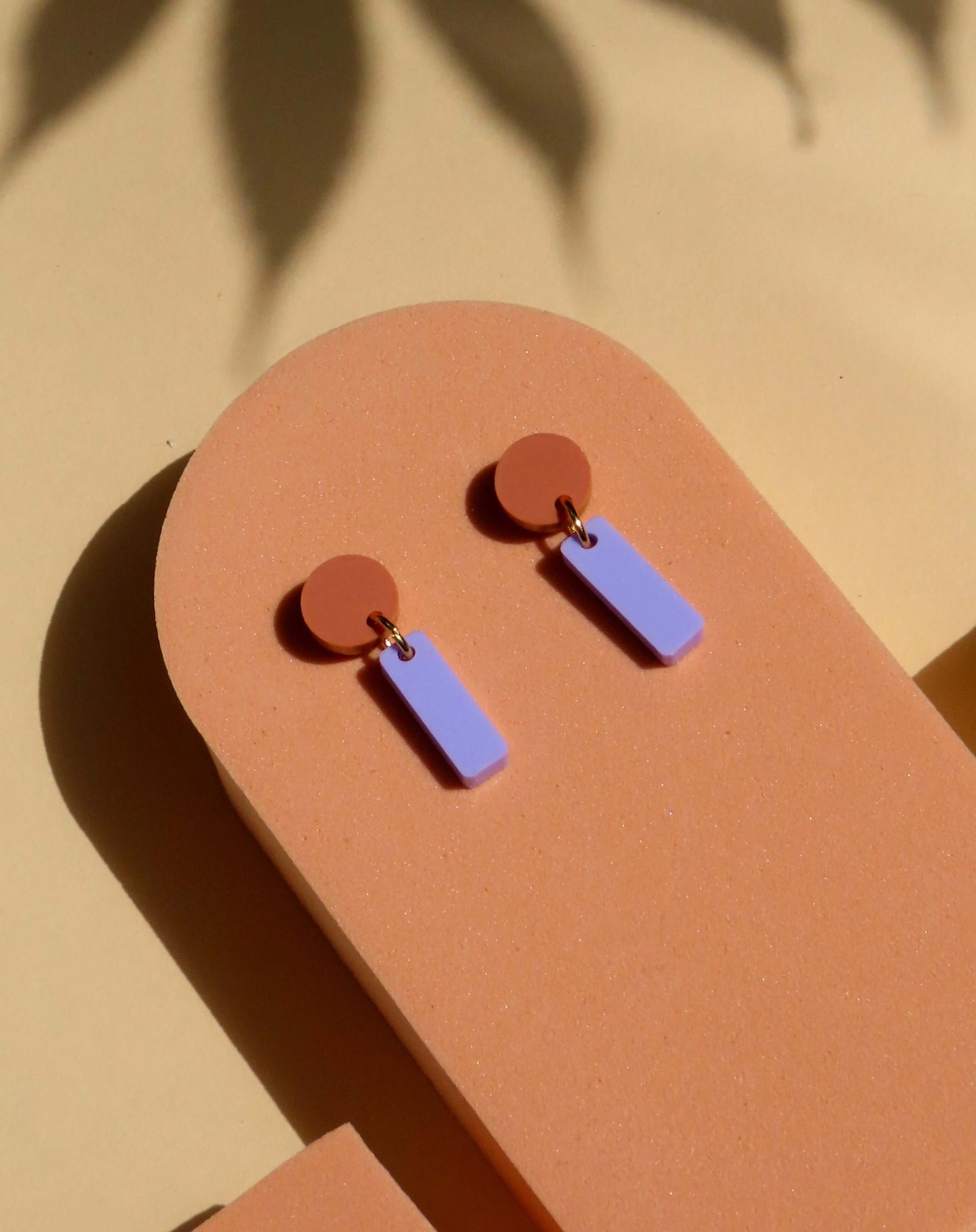 Mini Sticks Statement Earrings - terracotta lilac