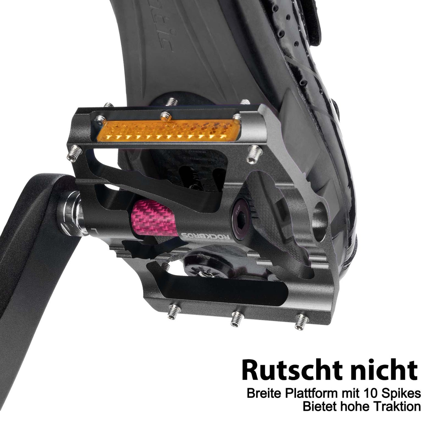 ROCKBROS hjólapedalar úr áli, 9/16 tommur, með tveimur PVC endurskinsmerkjum.