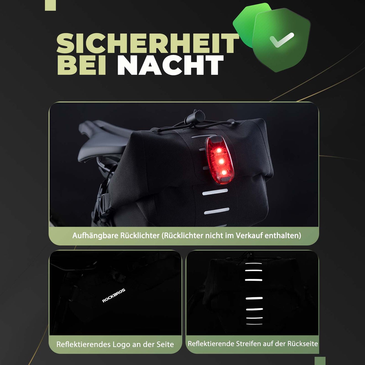 ROCKBROS Bikepacking Satteltasche 3 Liter 100% Wasserdicht TPU Gewebe