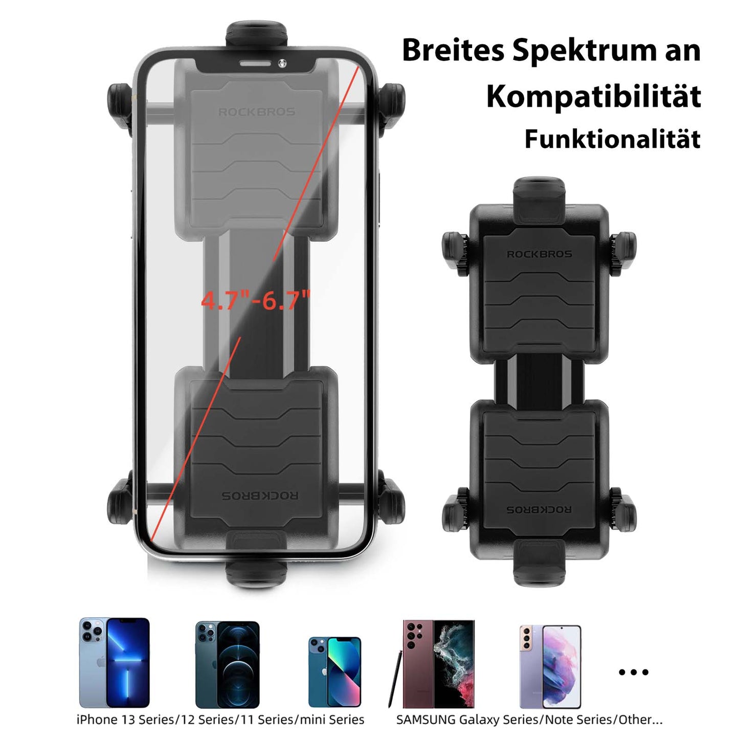 ROCKBROS Fahrrad Handyhalterung 360°Drehbar Motorrad Halterung