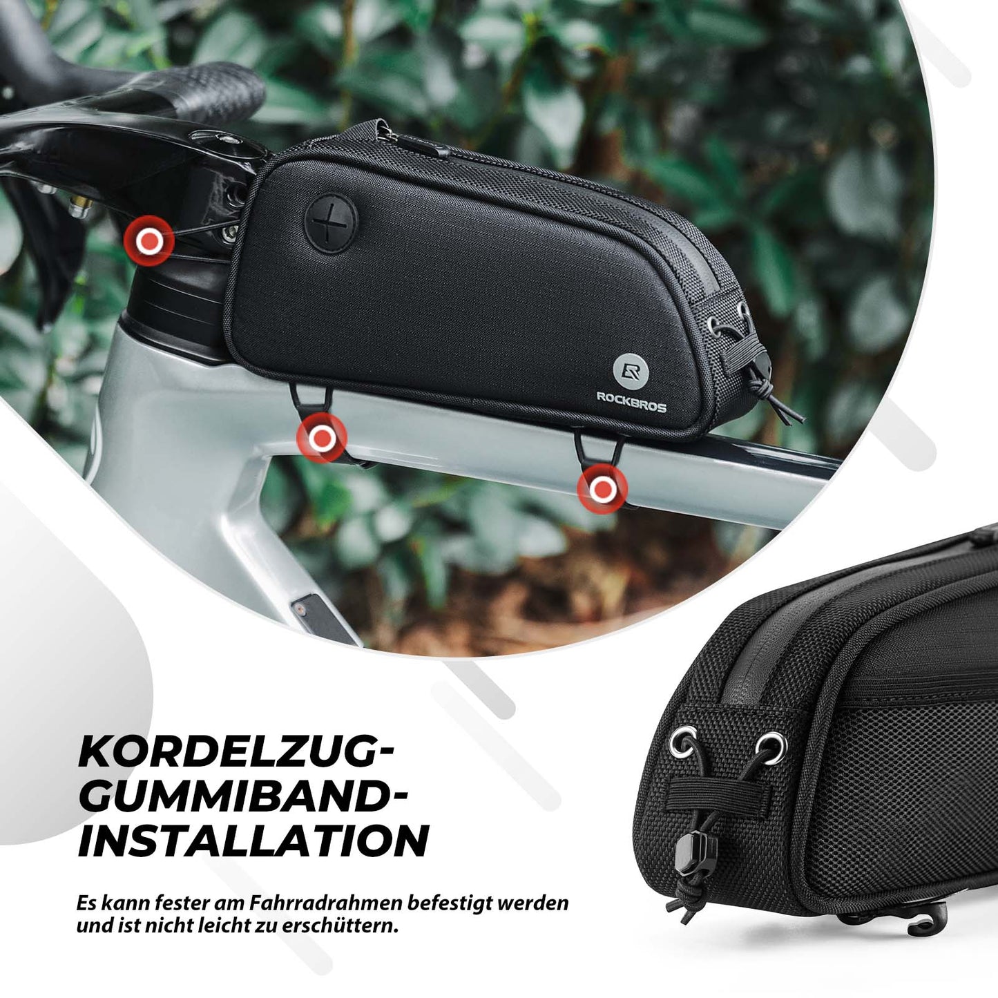 ROCKBROS Bicycle Frame Bag 1.3L MTB Top Tube Bag Black