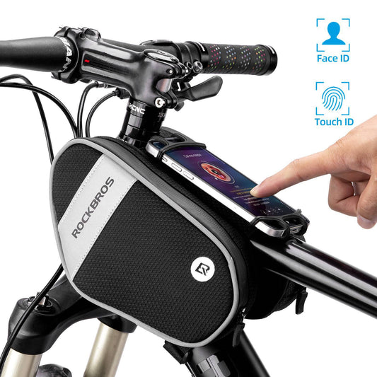 ROCKBROS bicycle frame bag with 360° rotating mobile phone holder 1.5 L BK
