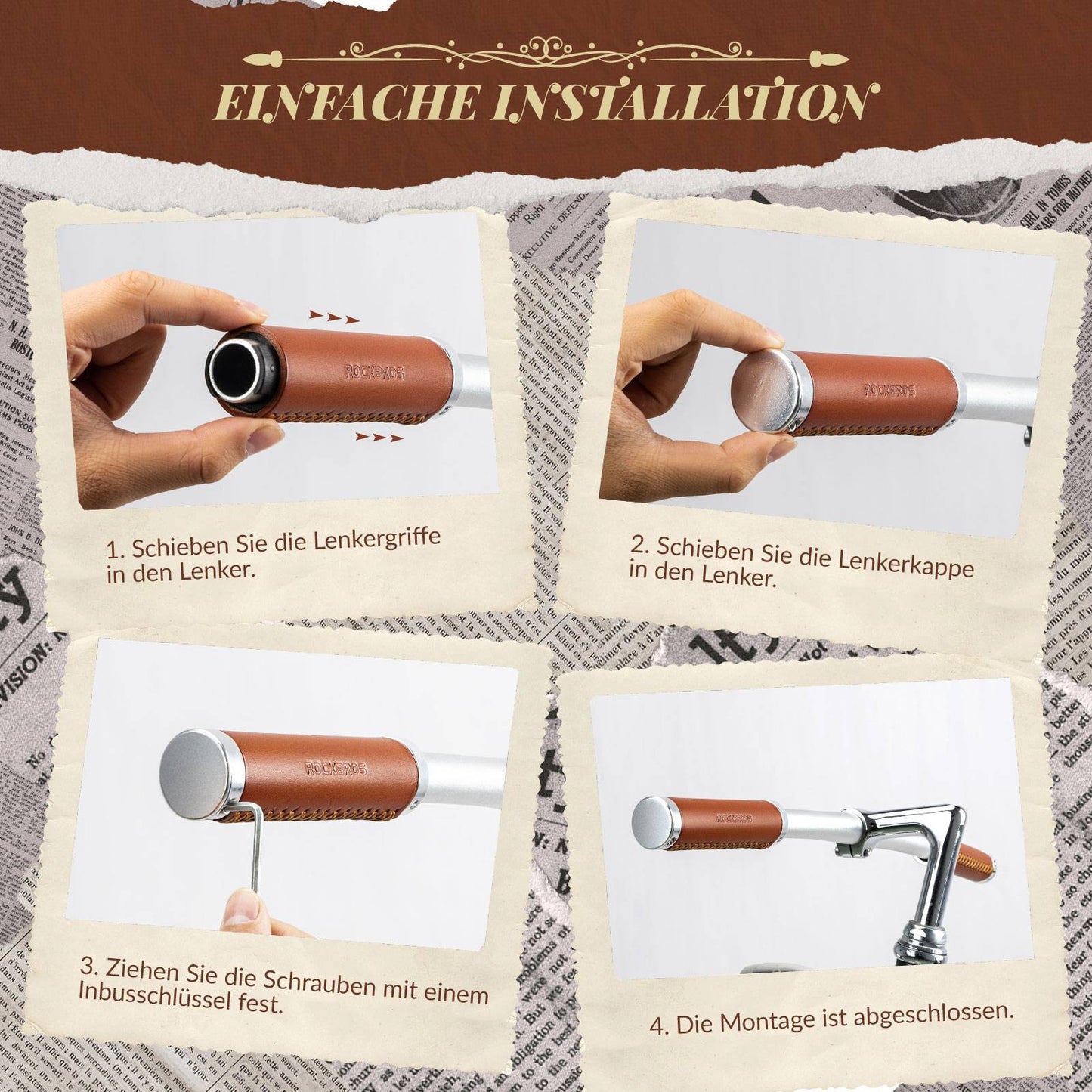 ROCKBROS Bicycle Grips MTB Retro Handlebar Grips Ergonomic Design