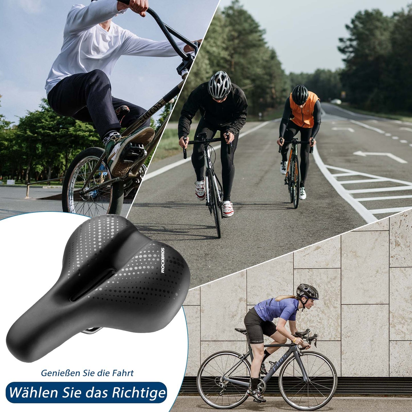 ROCKBROS Fahrradsattel aus Atmungsaktiv hohler Memory Foam