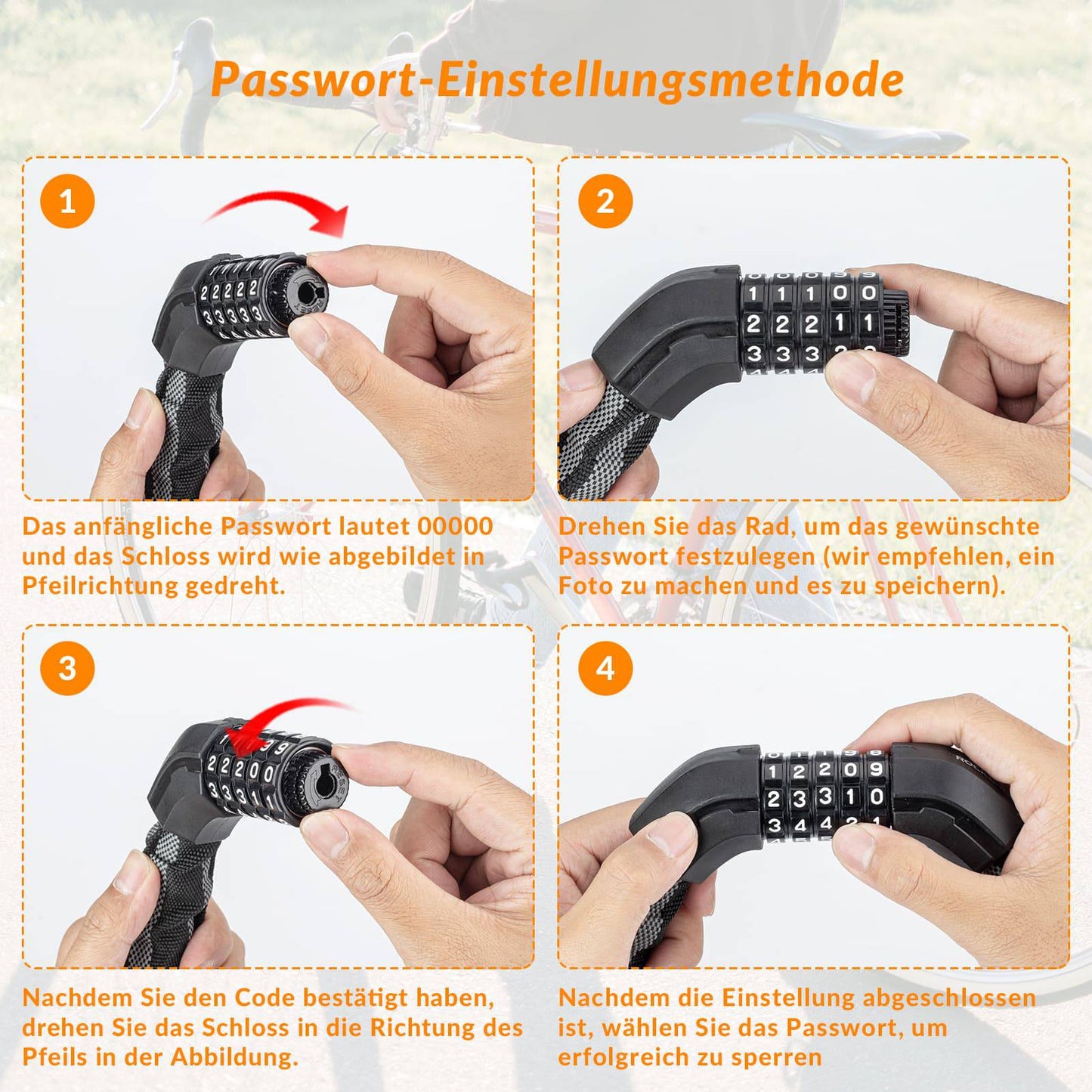 ROCKBROS Fahrradschloss Zahlenschloss 19mm Dickes