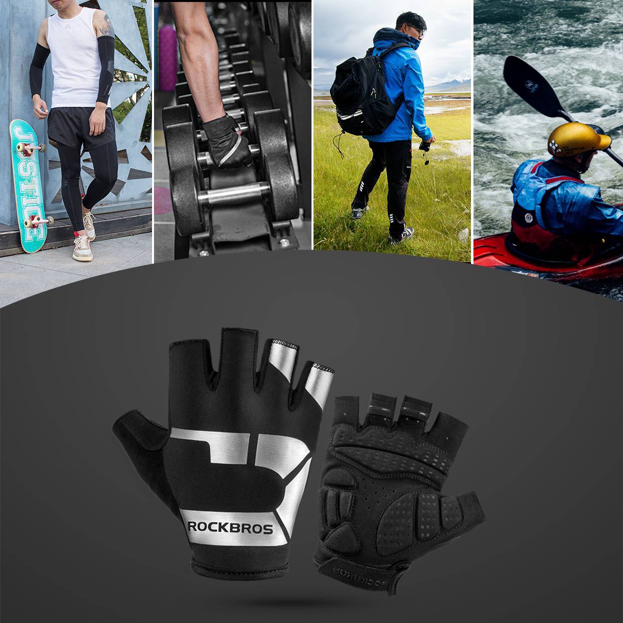 ROCKBROS Frühlings- und Herbst-Sport-Reithandschuhe Anti-Rutsch und reflektierend