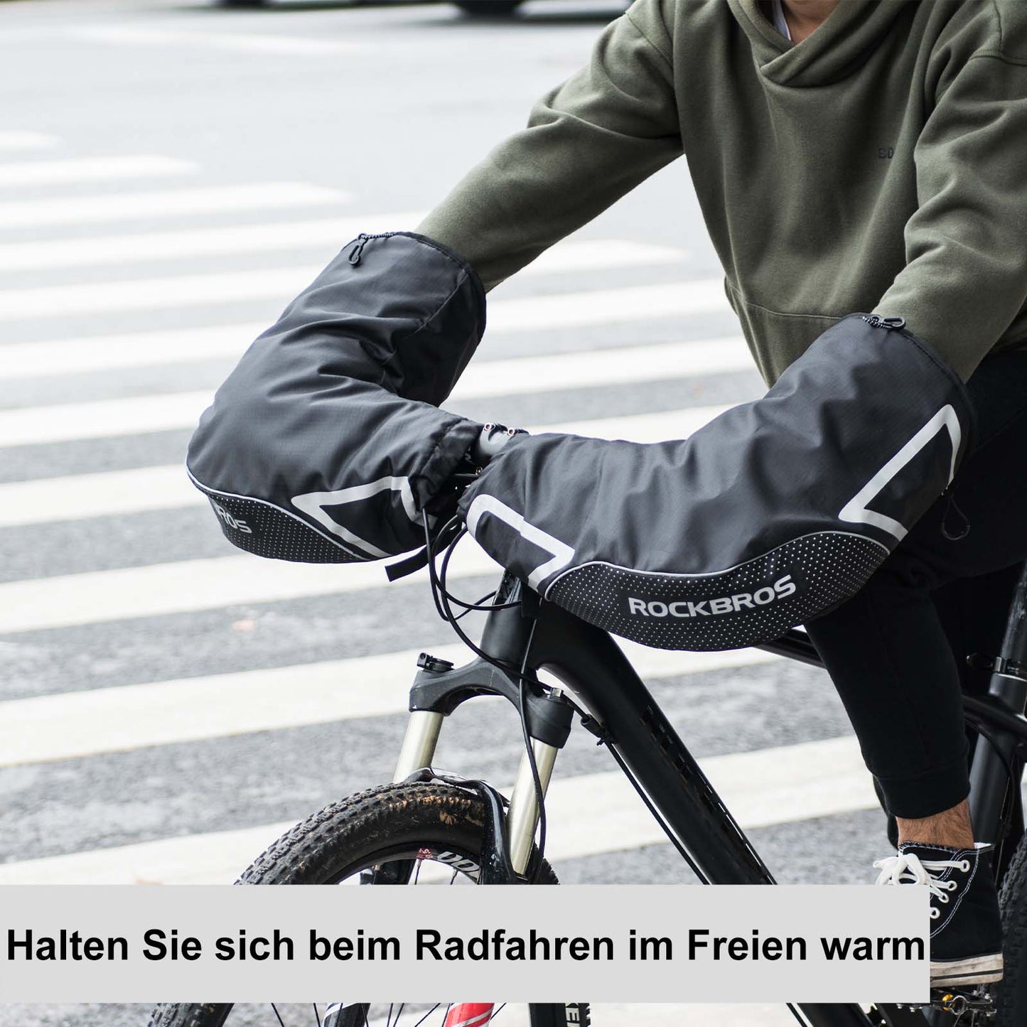 ROCKBROS Lenkerstulpen Lenker Gefüttert Abdichtung Handschuhe Schwarz