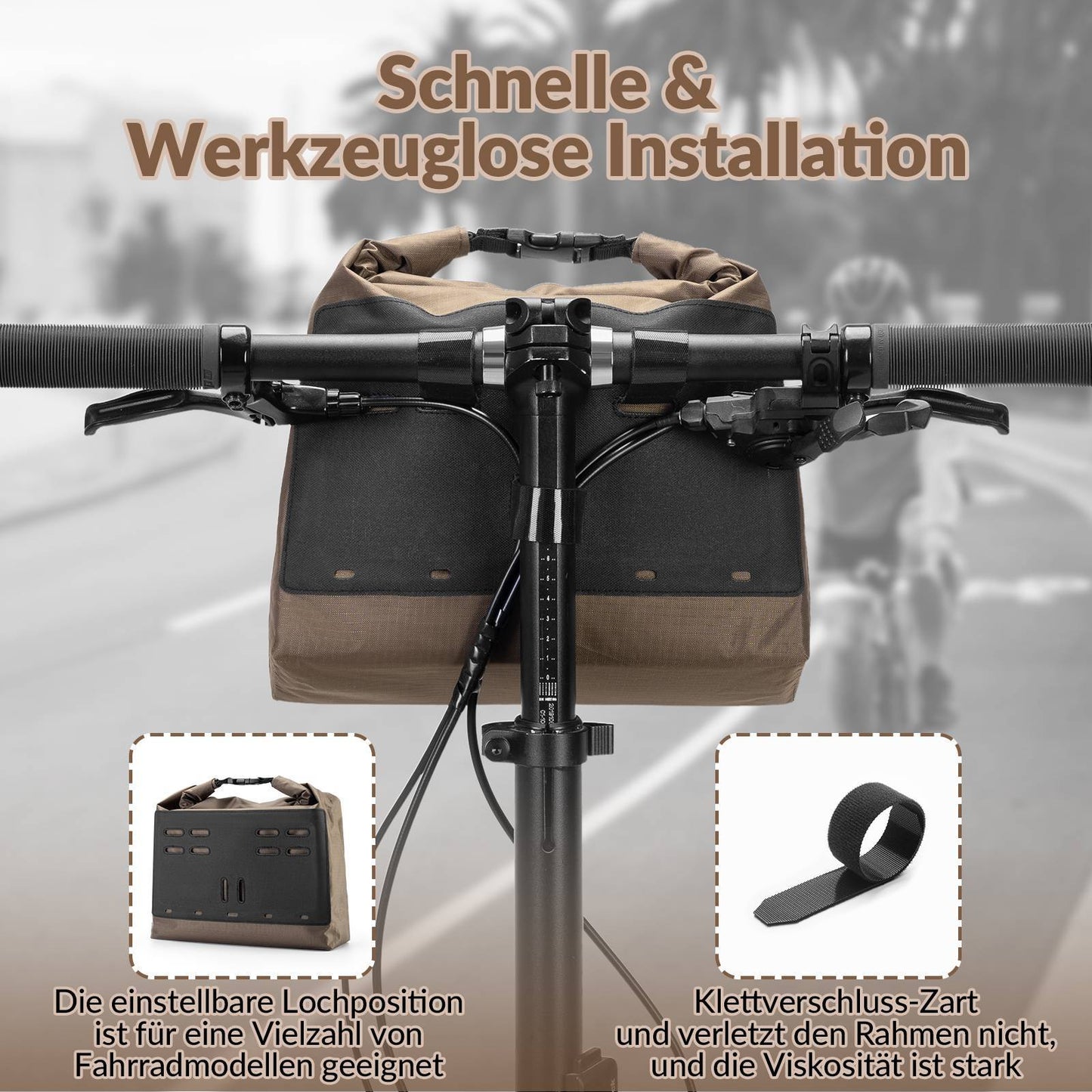 ROCKBROS Lenkertasche Wasserdichte Fahrradkorb Fronttasche Einstellbar 2,5L-4L