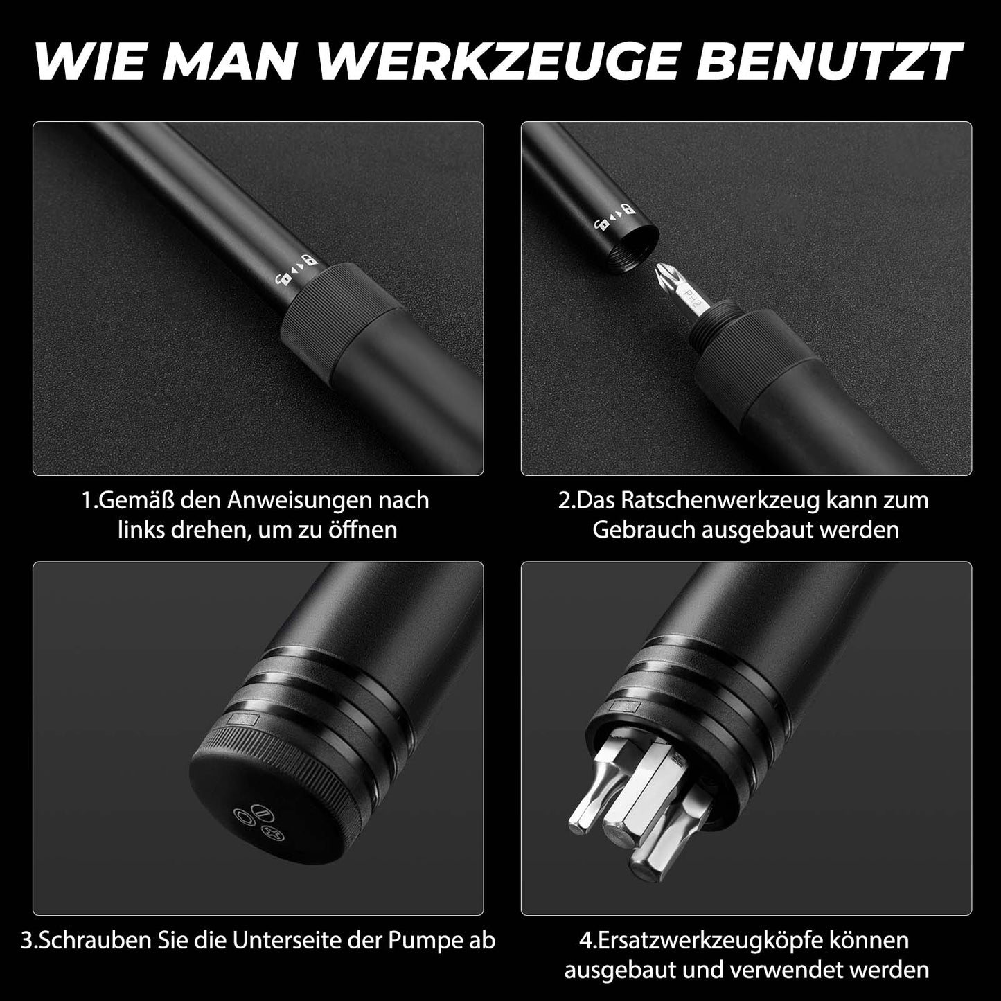 ROCKBROS Mini Bicycle Air Pump with Ratchet Wrench 80 PSI Aluminum