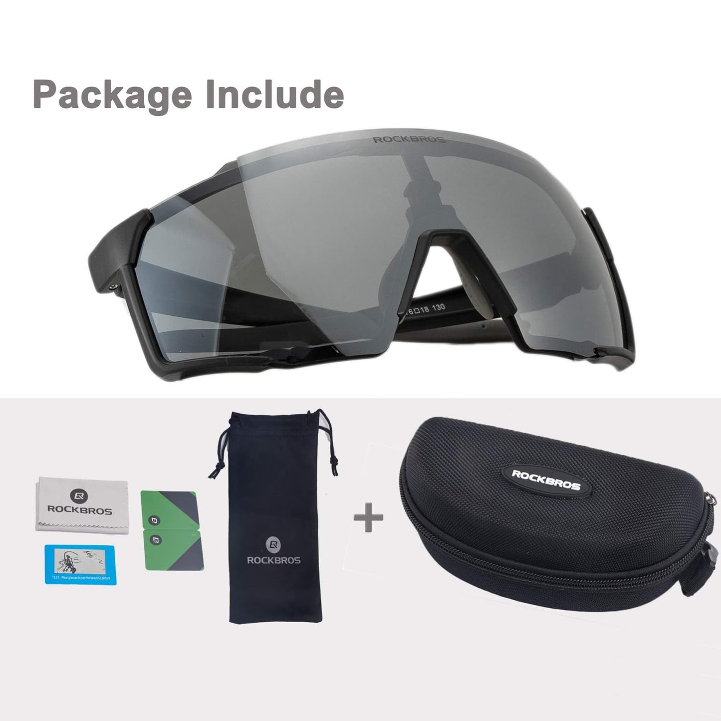 ROCKBROS Polarisierte Sonnenbrille Fahrradbrille für Outdoor-Sport Schwarz