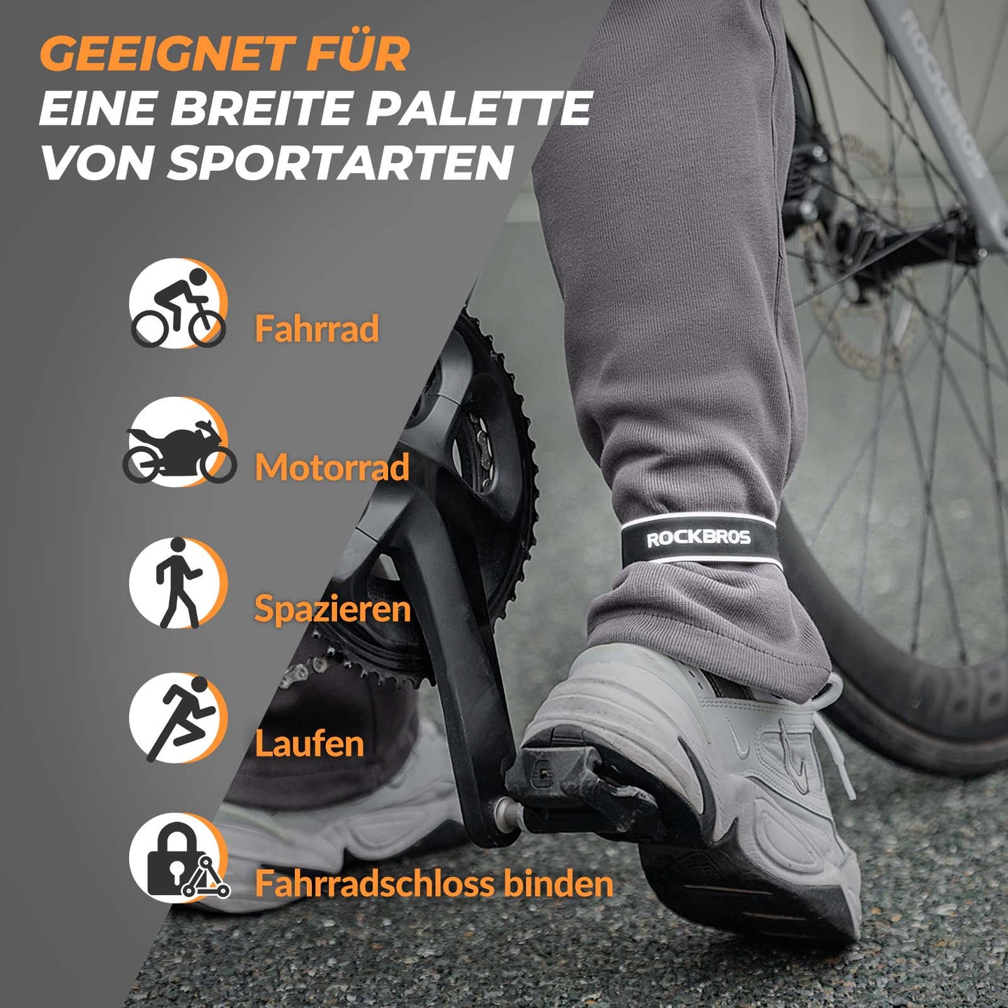 ROCKBROS teygjanleg endurskinsbönd fyrir reiðhjól, 1 par