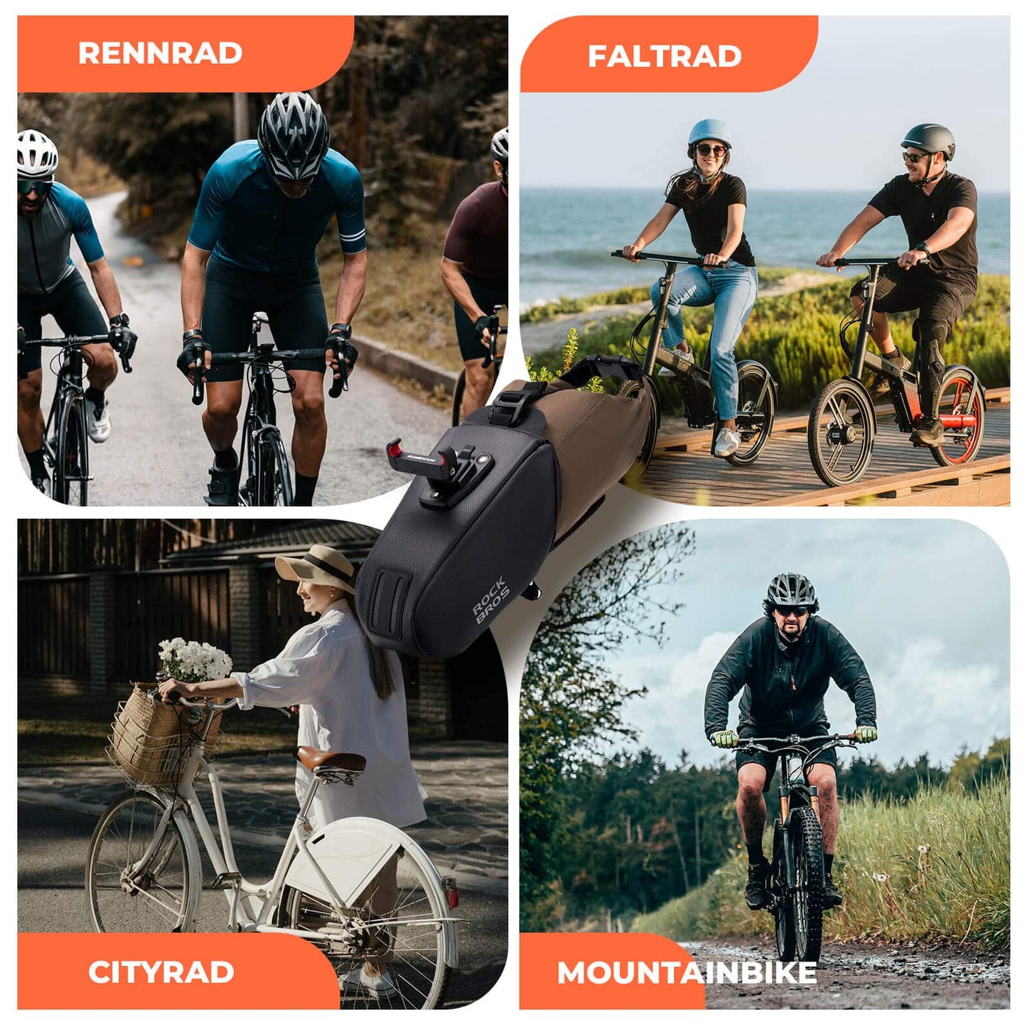 ROCKBROS Satteltasche Wasserdichte Fahrradtasche Erweiterbar mit Innentasche