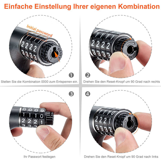 ROCKBROS combination lock with 4-digit code, 96 cm length