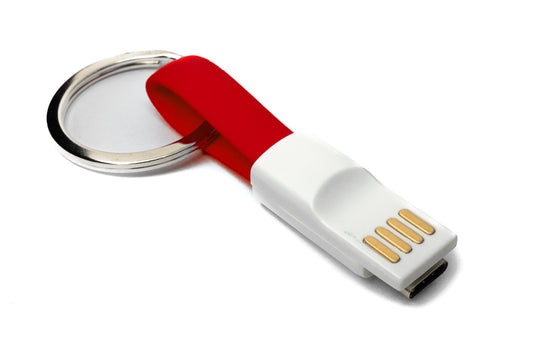 SYSTEM-S USB 3.1 lyklakippusnúra 10 cm Type C tengi í 2.0 Type A tengi í rauðu