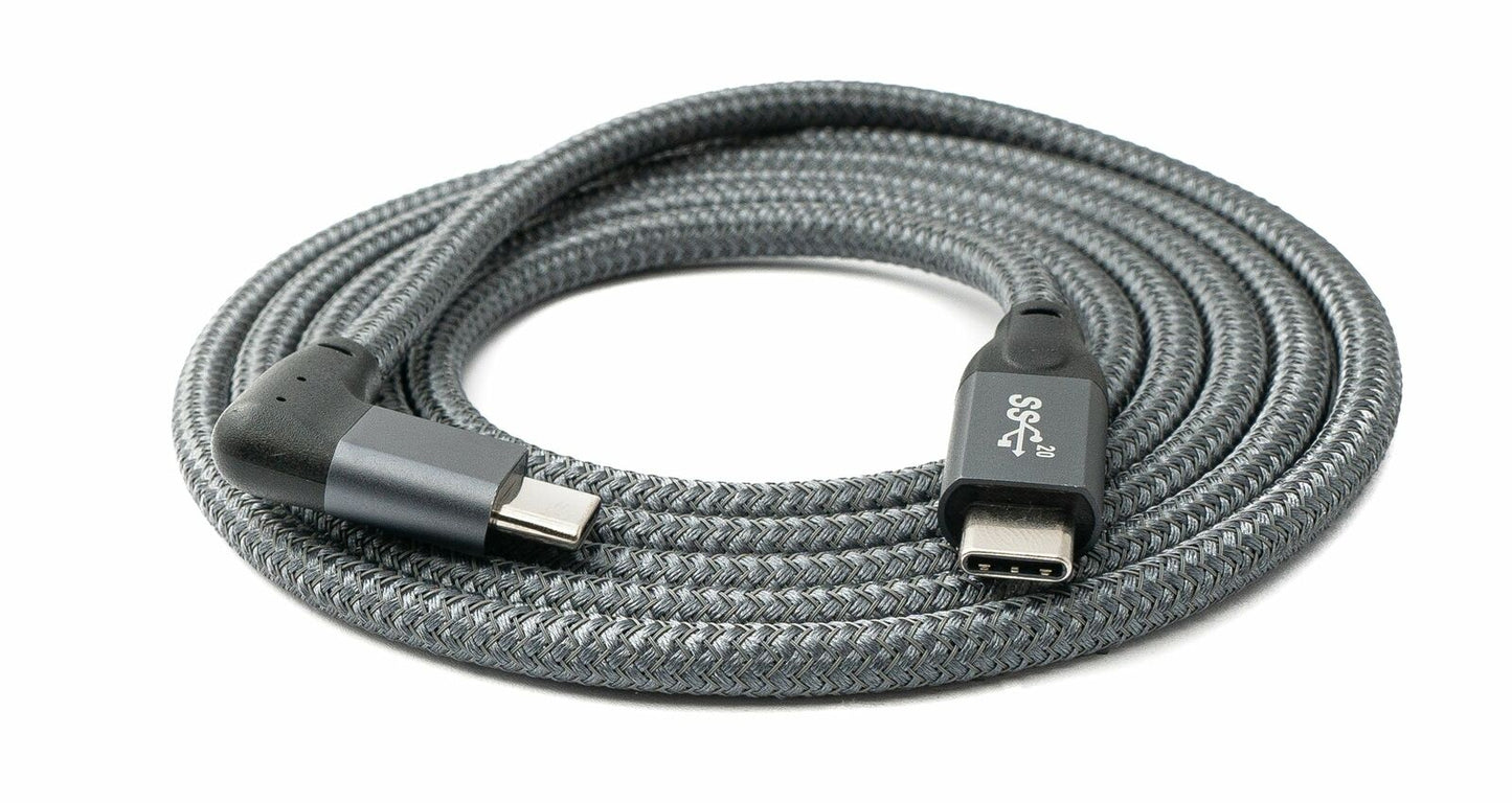 System-S USB 3.1 Gen 2 100W cable 100 cm Type C male to male angle braided