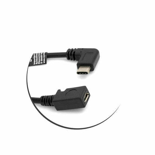 SYSTEM-S USB 3.1 Type C snúra (karlkyns) 90° hallandi við Micro USB 2.0 tengi (u.þ.b. 27 cm)