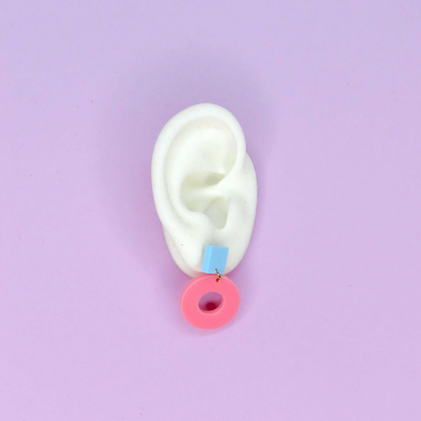 Square Circle Ohrstecker in Hellblau & Rosa