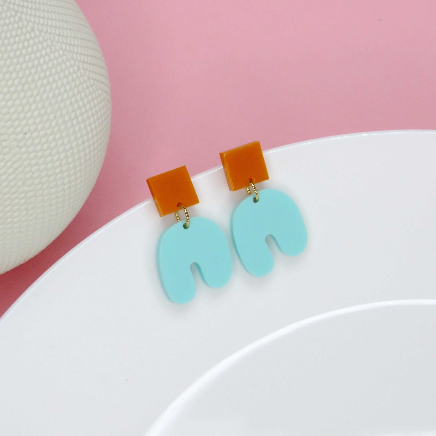 Türkis Squishy Square Arch Bogen Ohrringe