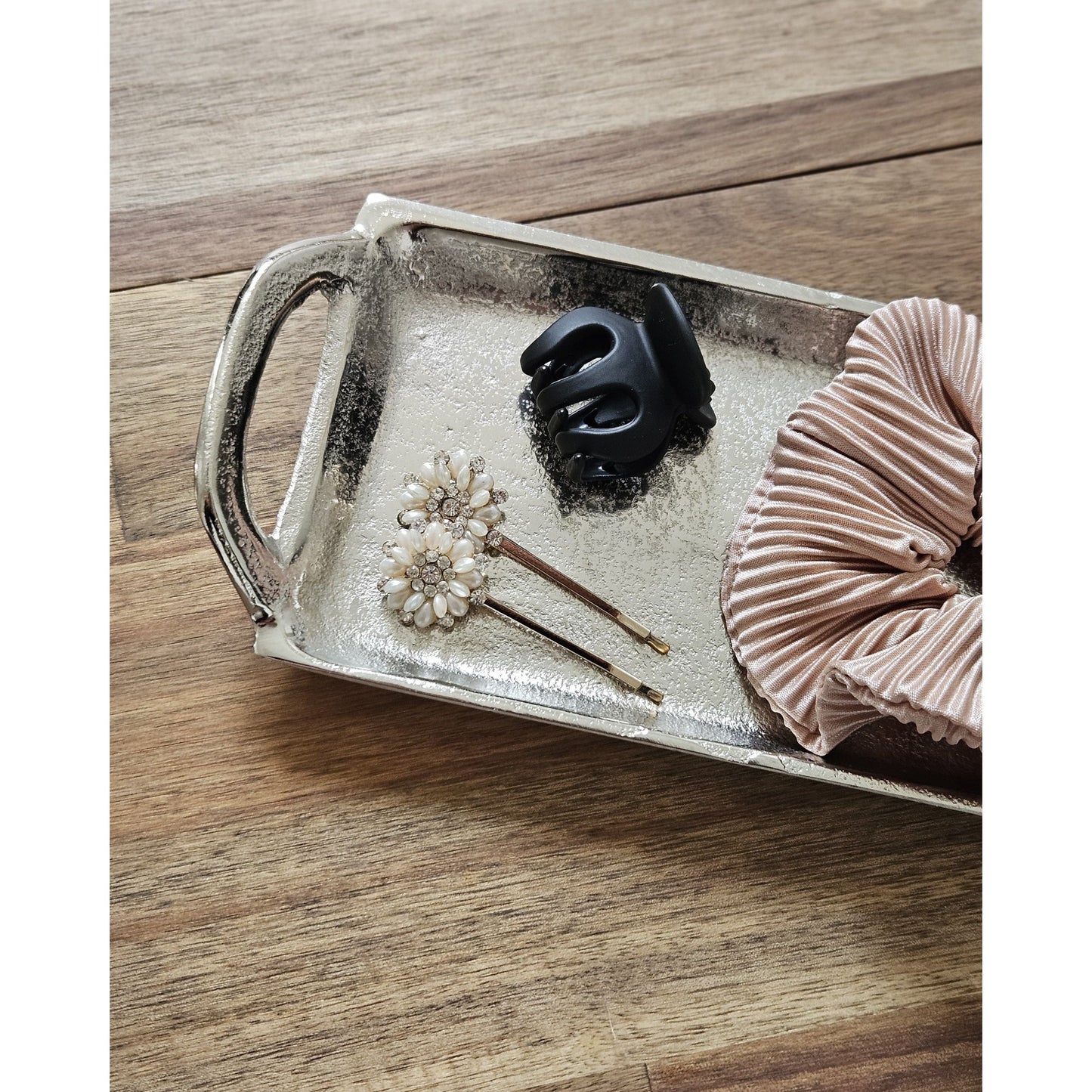 Tablett Dekotablett silber Metalltablett Metall Teller Kerzenteller 30x12 cm