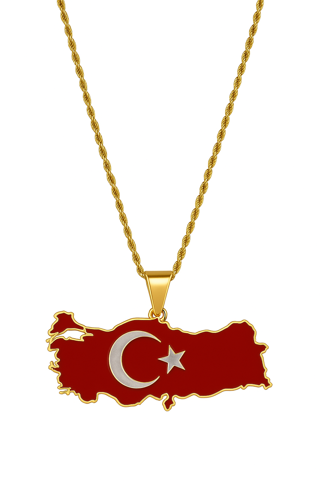 Türkei Flagge Halskette - 18K vergoldet & Edelstahl