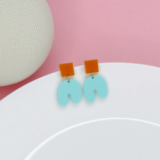 Türkis Squishy Square Arch Bogen Ohrringe