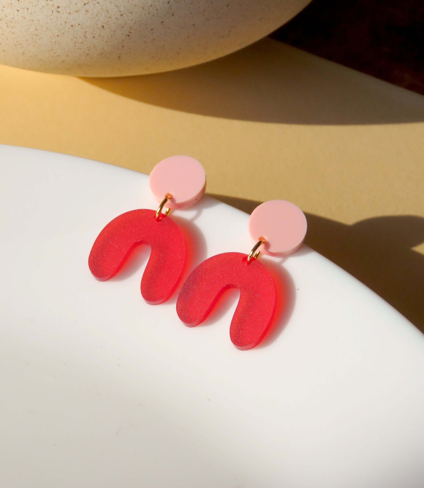 Rosa Rot Arch Bogen Ohrringe