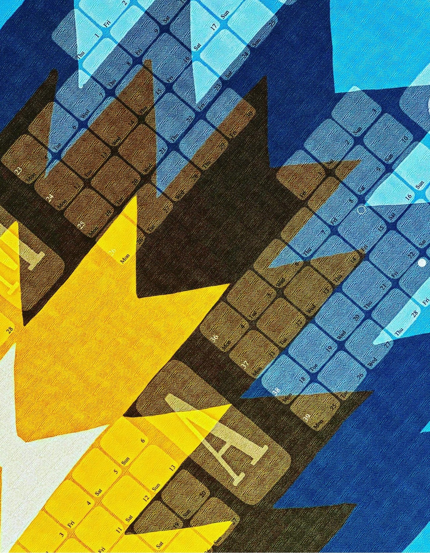 Takmarkað veggdagatal // Kilim Yamka blágrænt