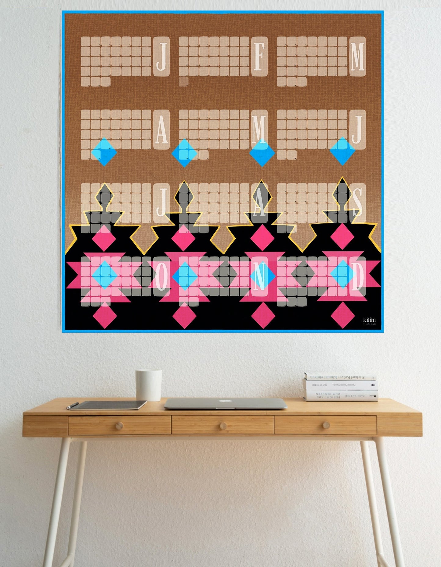 Wandkalender // Kilim Big Mountain braun pink