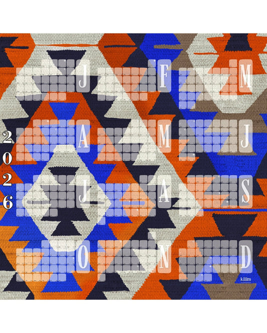 Veggdagatal Kilim Diamond appelsínugulur rauður