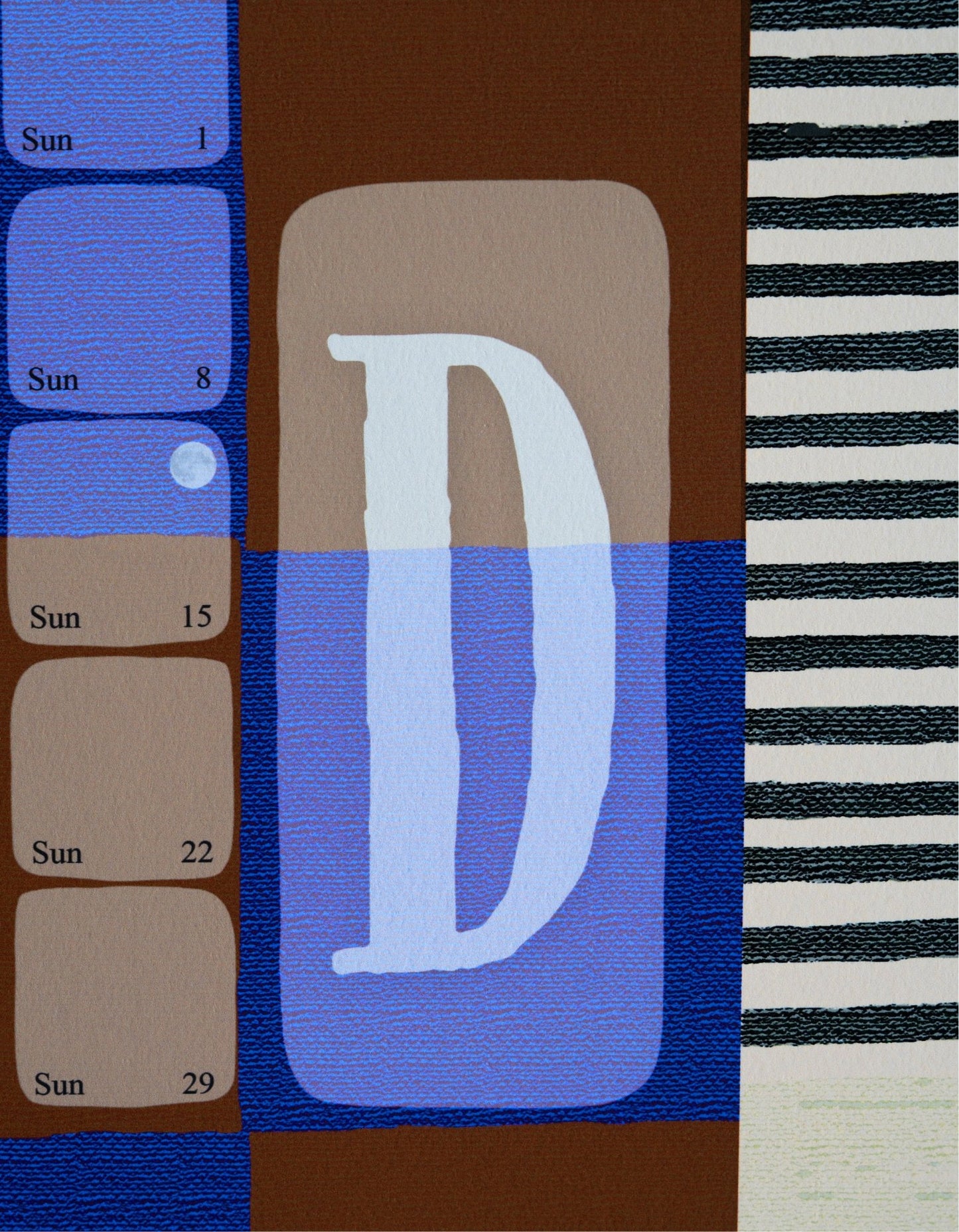 Wall calendar // Kilim check blue brown