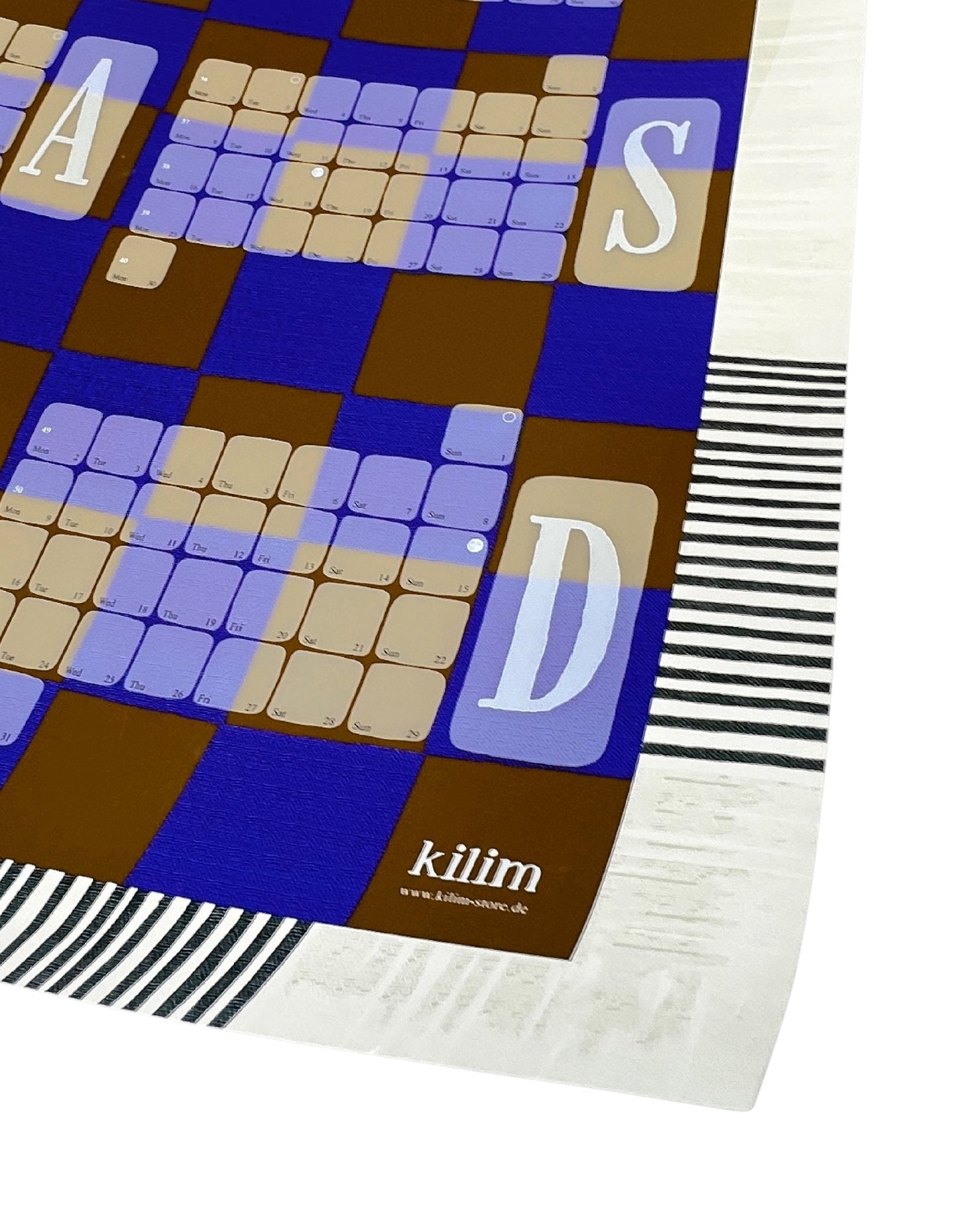 Wall calendar // Kilim check blue brown