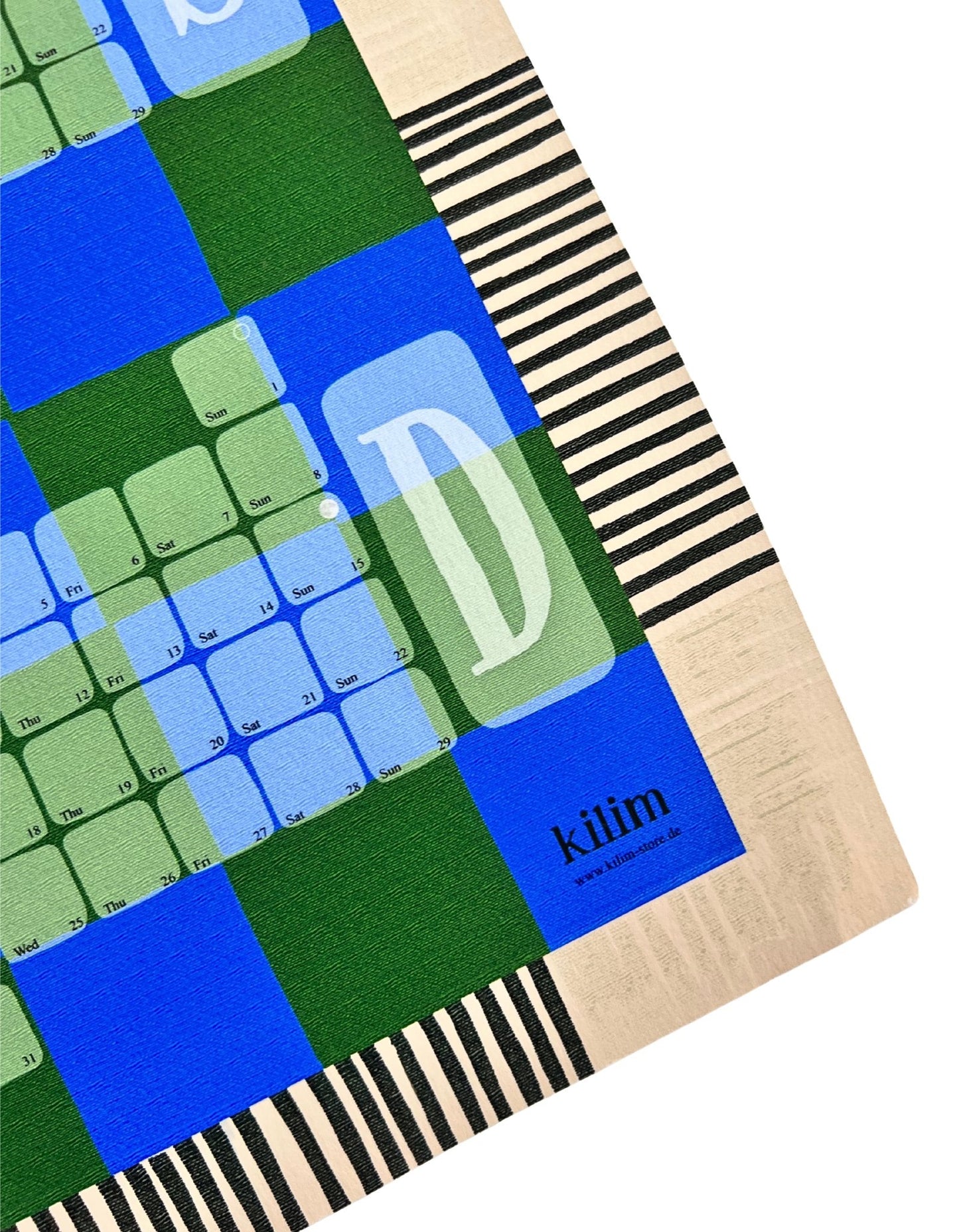 Veggdagatal // Kelim rúðótt grænt tyrkisblá