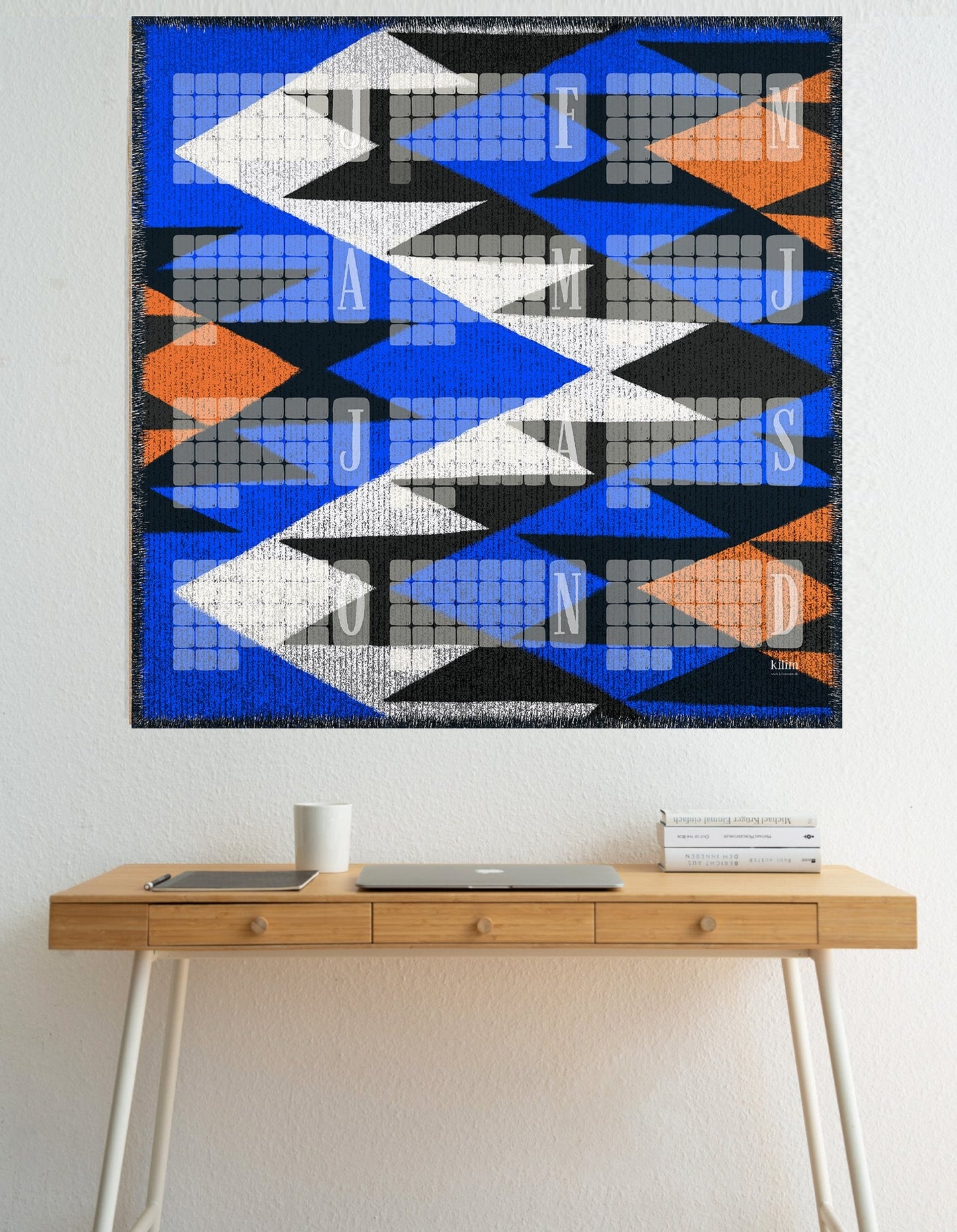 Wall calendar // Kilim Tiger blue