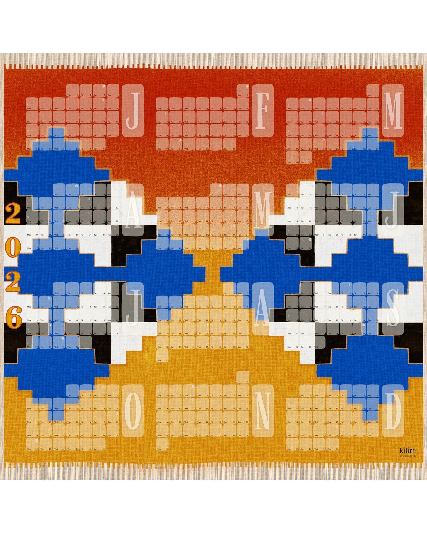 Veggdagatal // Mexíkó appelsínugult blátt