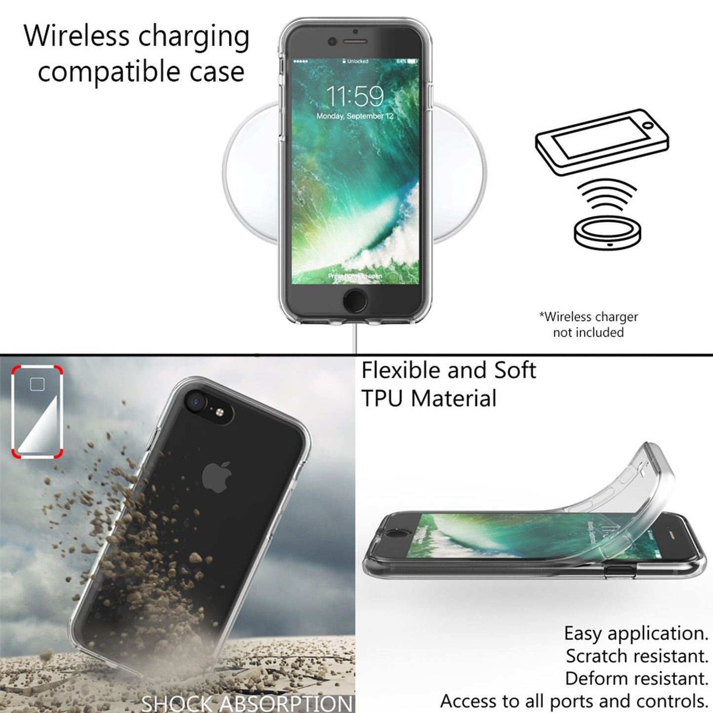 NALIA 360° Phone Case for iPhone SE 2022 / SE 2020 / 8 / 7, Case Cover Protection