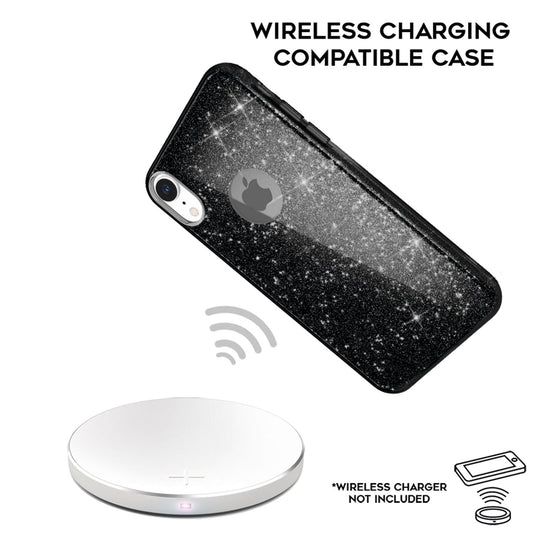 NALIA hulstur fyrir iPhone XR, glitrandi, úrþunnt sílikon símahulstur að aftan