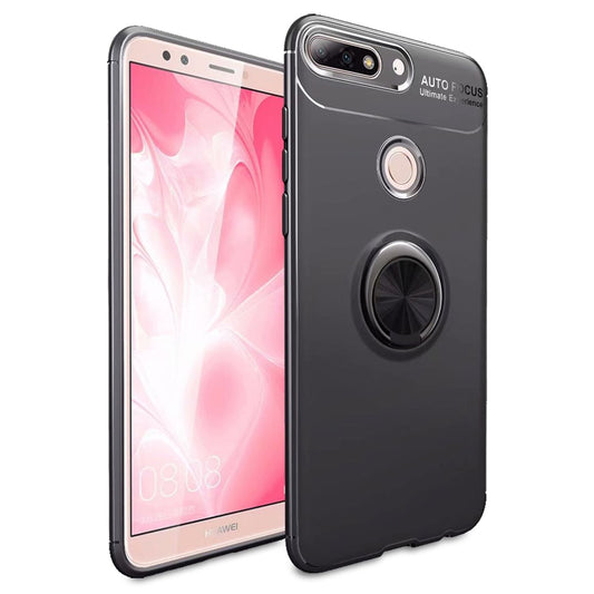 NALIA Ring Hülle kompatibel mit Huawei Y7 2018, Silikon Cover für KFZ Halterung