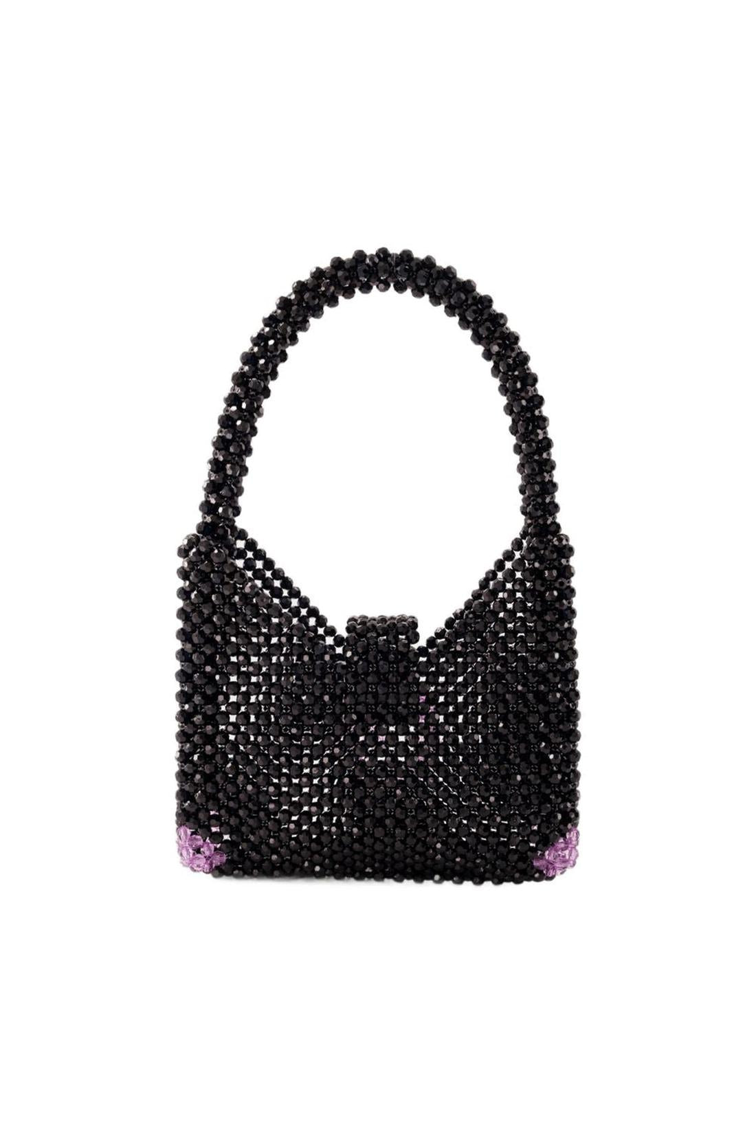 Hobo-Tasche mit Perlen - Germanier - Perlen - Schwarz