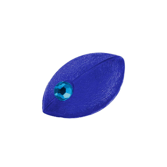 Næluprjóna 35x20x11mm mús blá-gagnsæ glansandi með ljósbláu auga úr plasti
