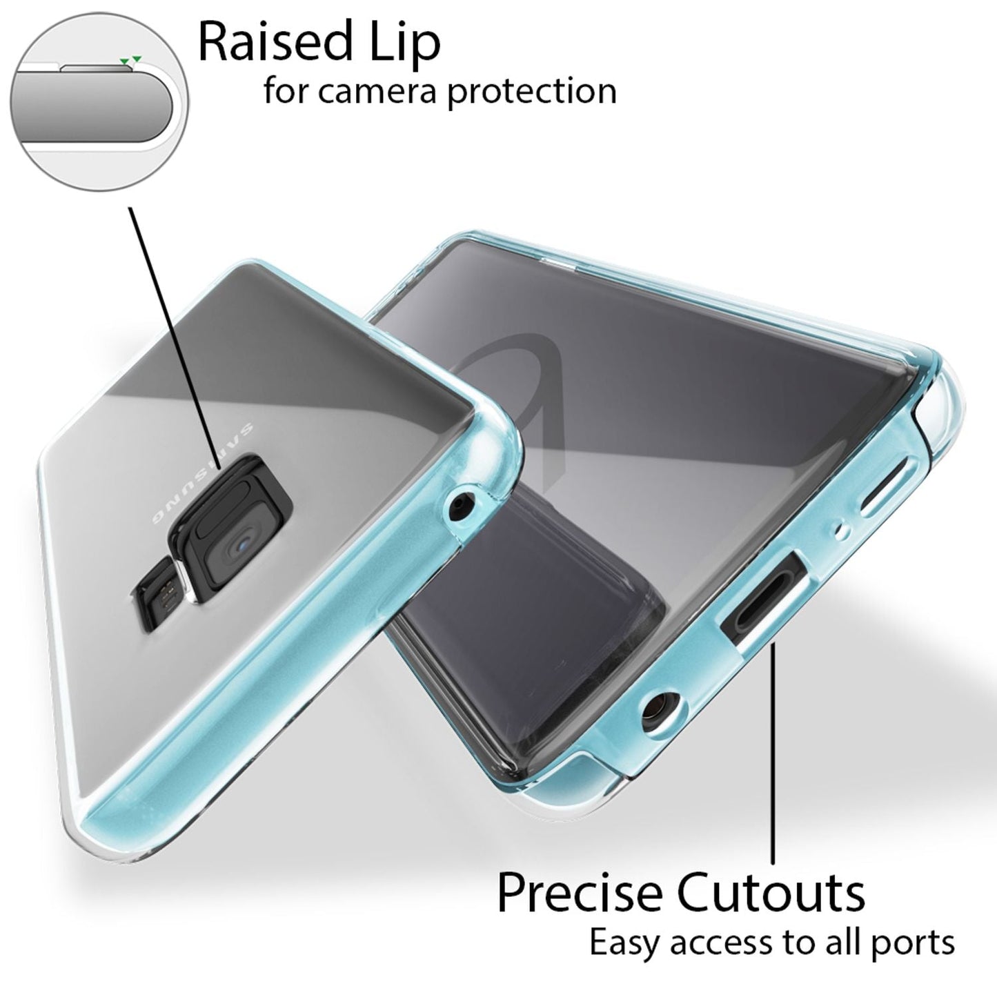 NALIA 360 gráðu símahulstur fyrir Samsung Galaxy S9, heilhlífandi hulstur með stuðara