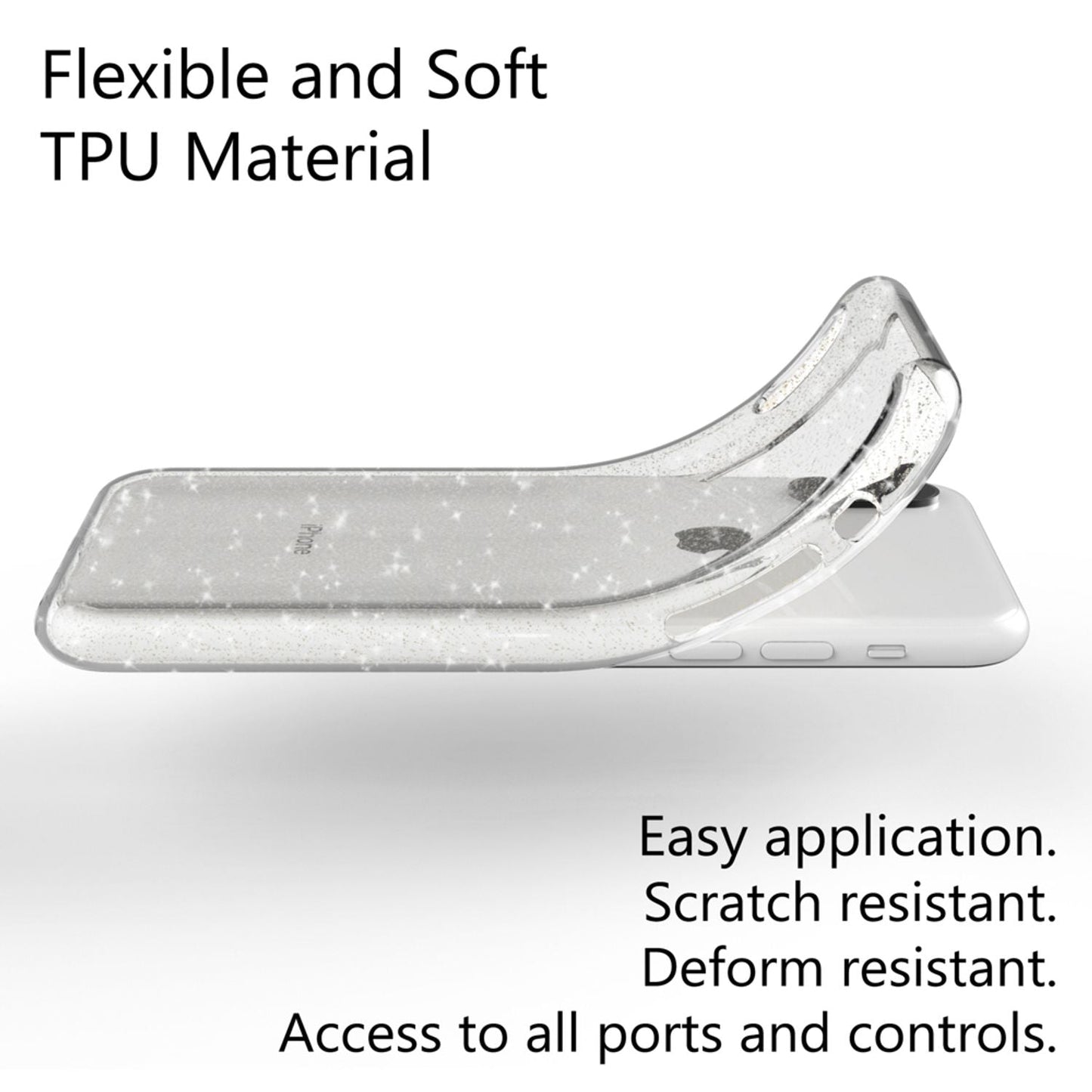 NALIA Handyhülle für iPhone XS Max, Glitzer Ultra Slim Silikon Case Back Cover