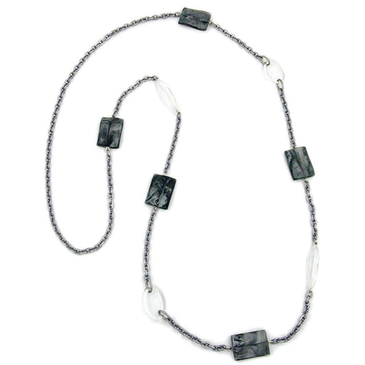Keðja 25x16mm ferköntuð plast silfurgrár kristal akkeri keðja úr áli 100cm