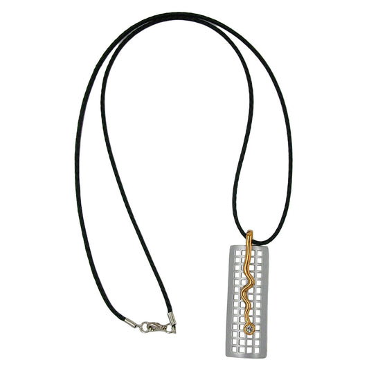 Keðja 60x19mm hengiskraut úr málmi með sikksakk glersteini kristal 70cm