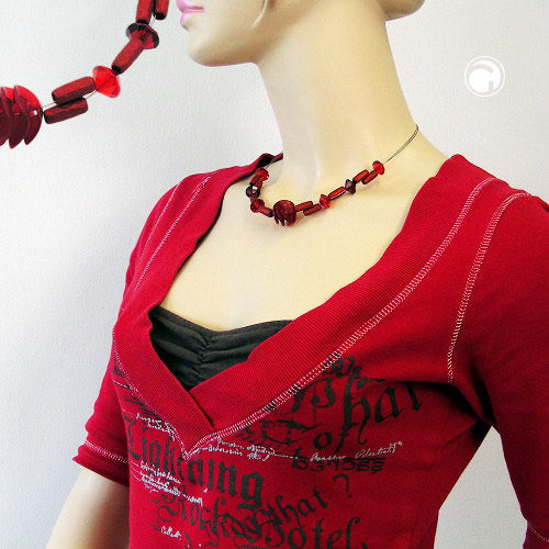 Chain wire chain spiral bead dark red plastic beads 45cm