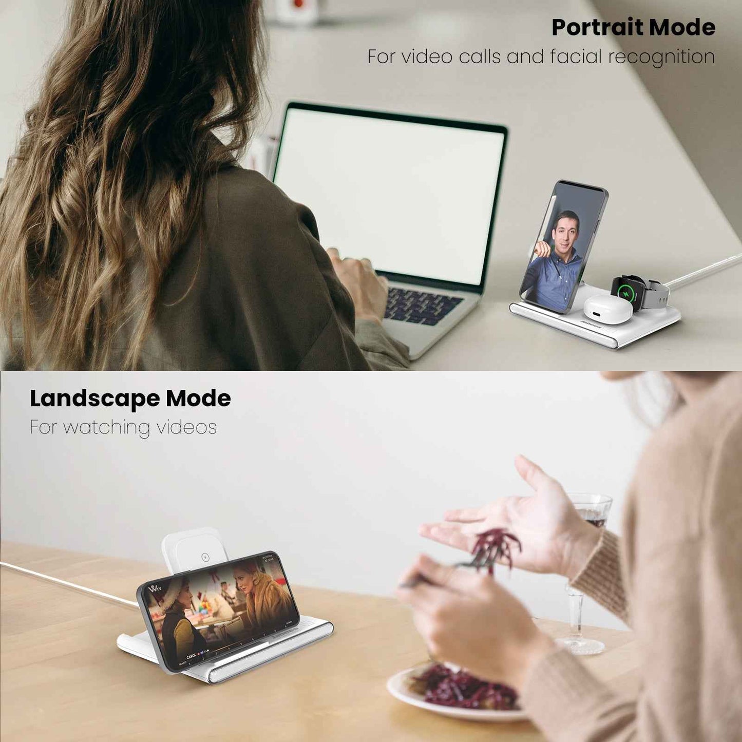 PowerNest™  4-In-1 Foldable Wireless Charging Station With LED Night Light