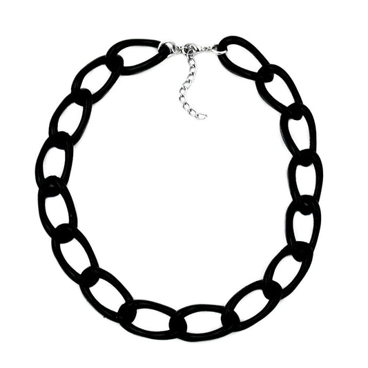 Keðja breiður brynjaður keðjutenglar úr plasti, svartur-glansandi 45cm