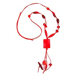 Kette 35x25mm Viereck Kunststoff gewellt rot Kordel rot 100cm