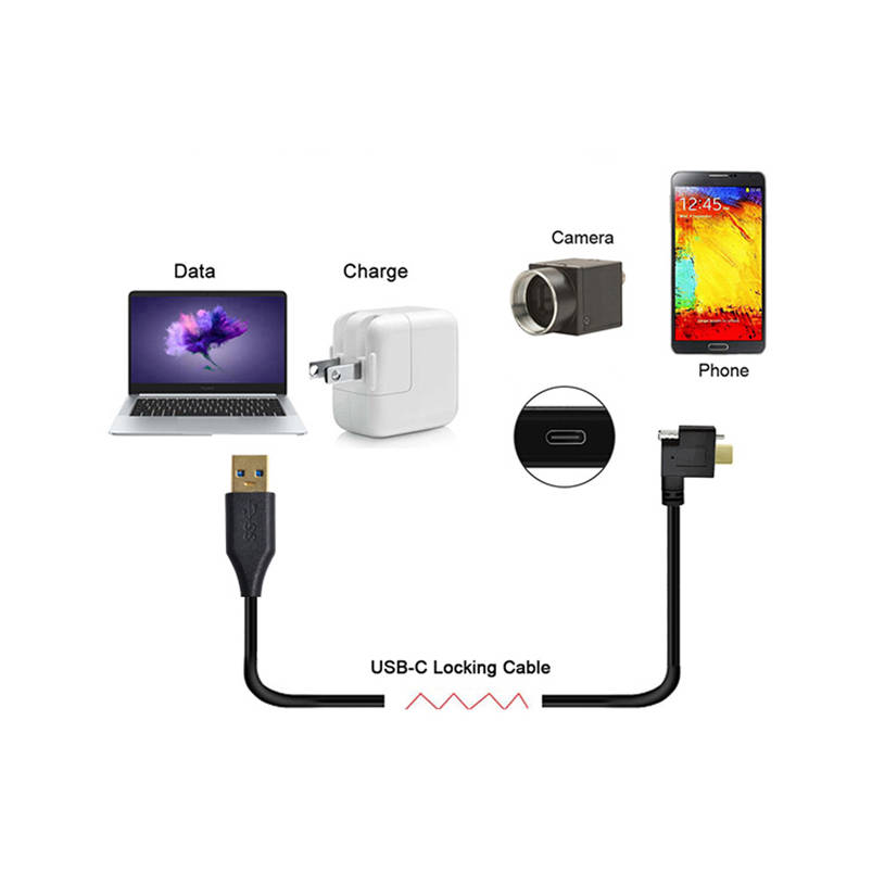 SYSTEM-S USB 3.1 cable 3 m Type C male to 3.0 Type A male angle screw black