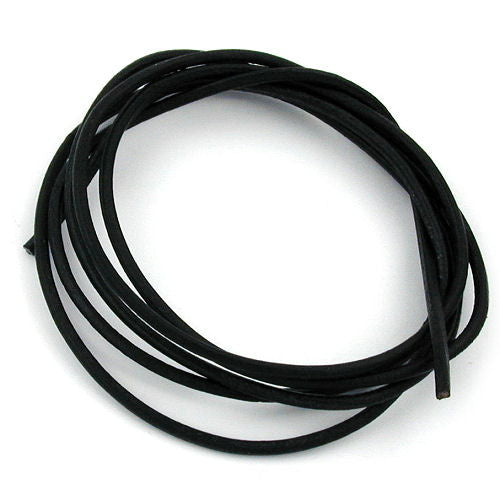 Leðursnúra úr kringlóttu nautalundi 2 mm, svartlituð, ca. 1 m